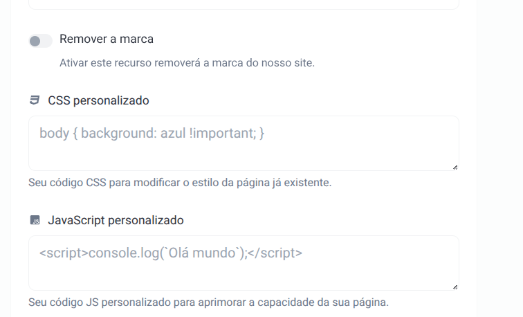 Captura de tela do recurso de personalização de marca vcard do aplicativo